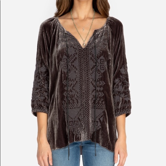Johnny Was Tops - Johnny Was Daniella Velvet Peasant Blouse